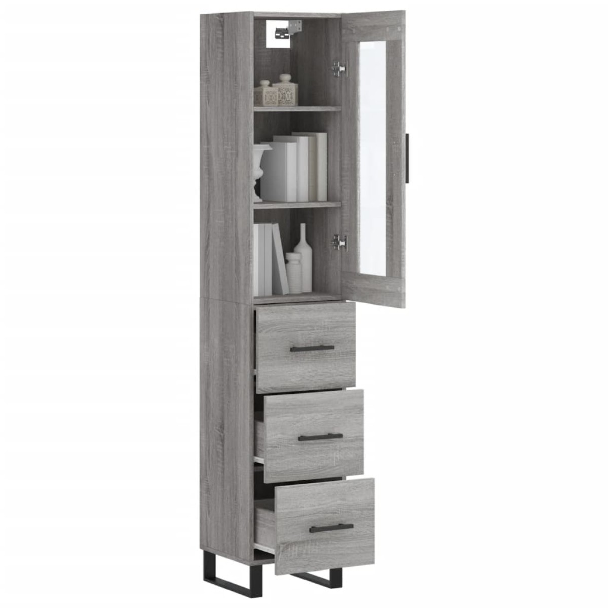 vidaXL Μπουφές Sonoma Γκρι 34,5 x 34 x 180 εκ. από Επεξεργασμένο Ξύλο