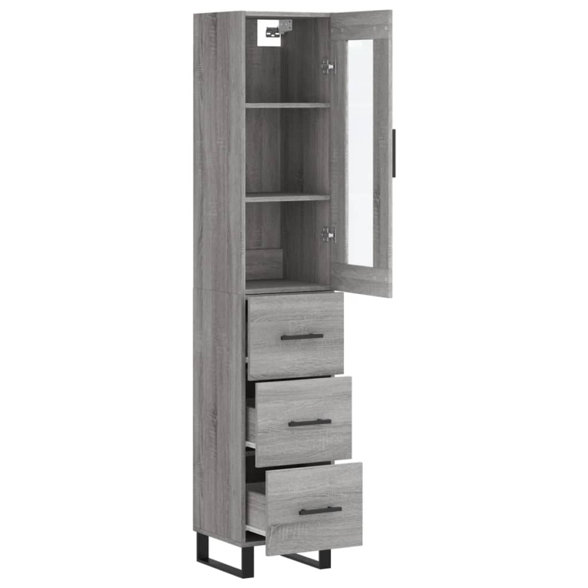 vidaXL Μπουφές Sonoma Γκρι 34,5 x 34 x 180 εκ. από Επεξεργασμένο Ξύλο