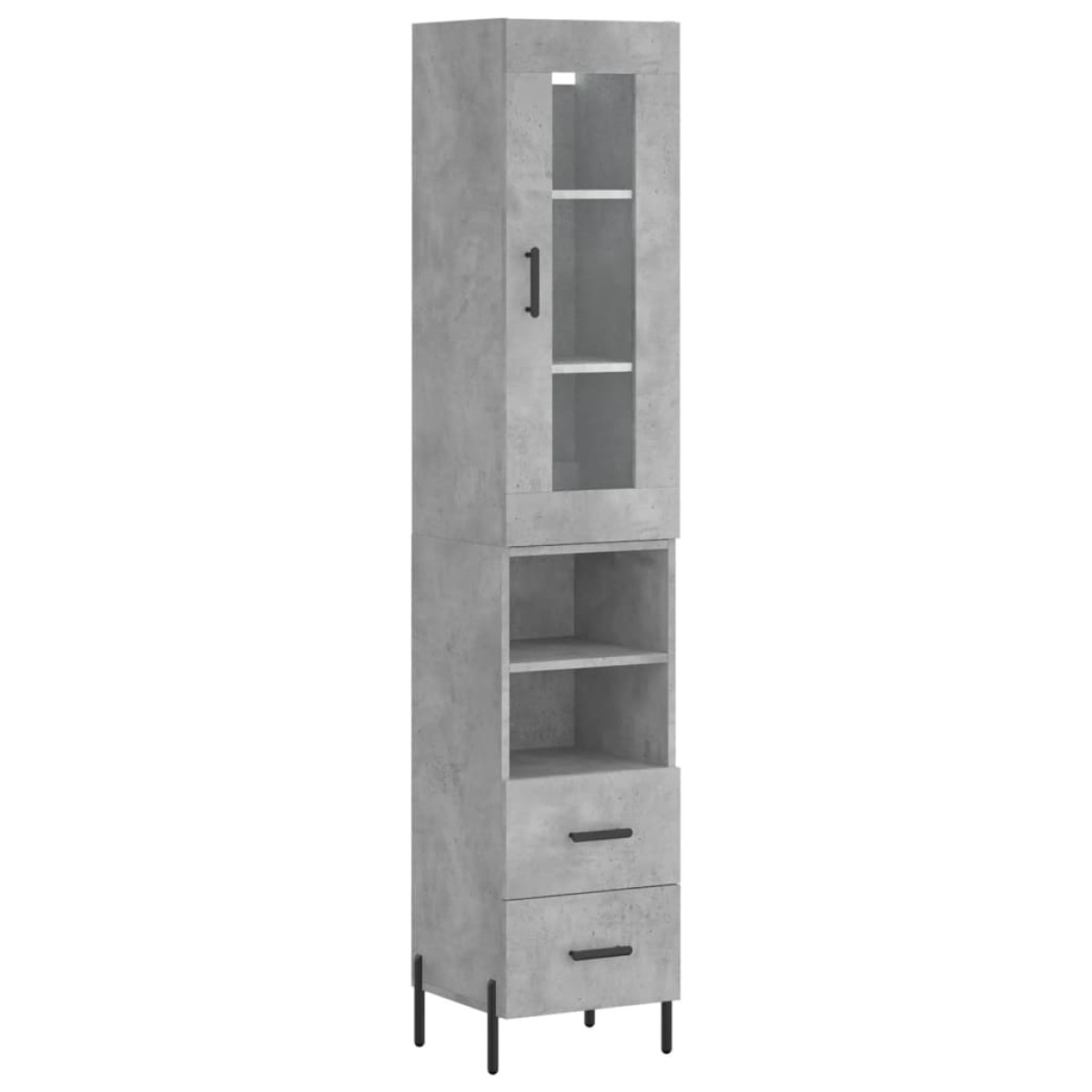 vidaXL Ντουλάπι Γκρι Σκυροδέματος 34,5x34x180 εκ. Επεξεργασμένο Ξύλο