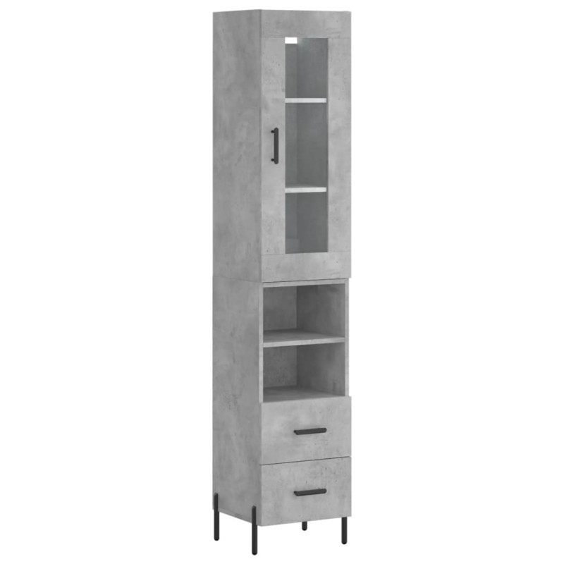 vidaXL Ντουλάπι Γκρι Σκυροδέματος 34,5x34x180 εκ. Επεξεργασμένο Ξύλο