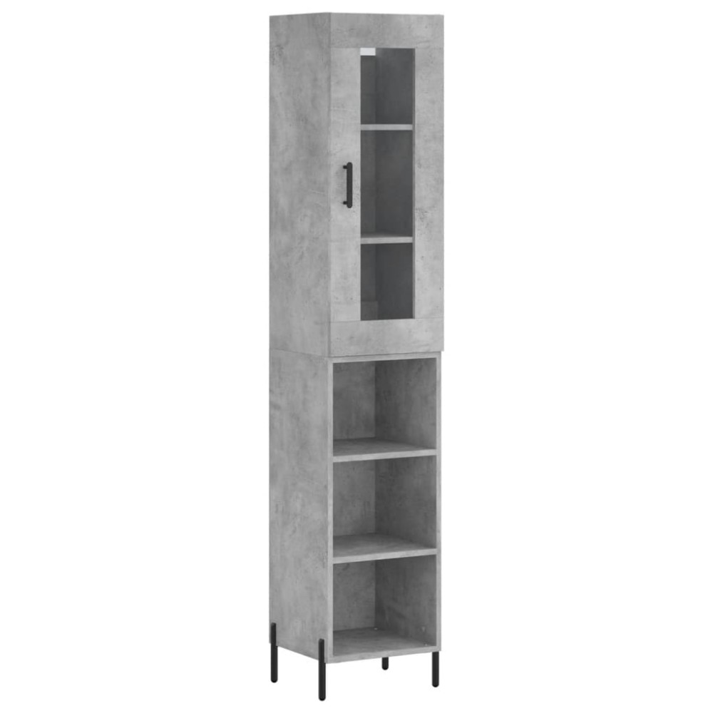 vidaXL Ντουλάπι Γκρι Σκυροδέματος 34,5x34x180 εκ. Επεξεργασμένο Ξύλο