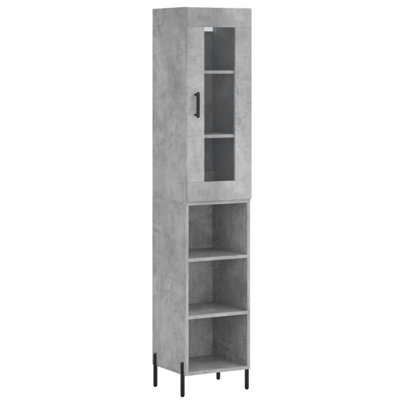 vidaXL Ντουλάπι Γκρι Σκυροδέματος 34,5x34x180 εκ. Επεξεργασμένο Ξύλο