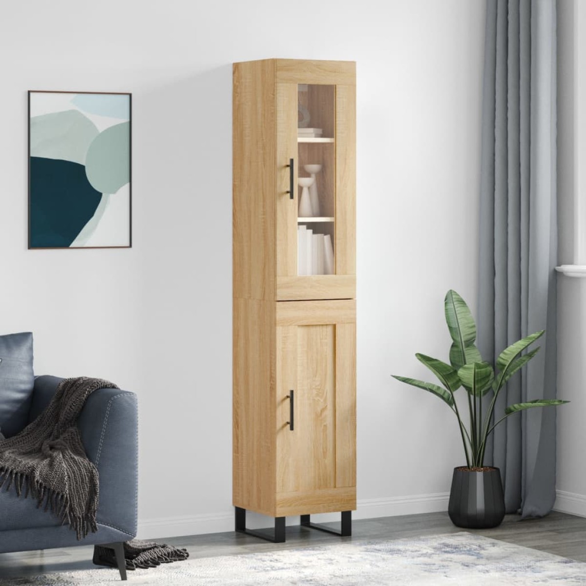vidaXL Μπουφές Sonoma δρυς 34,5 x 34 x 180 εκ. από Επεξεργασμένο Ξύλο