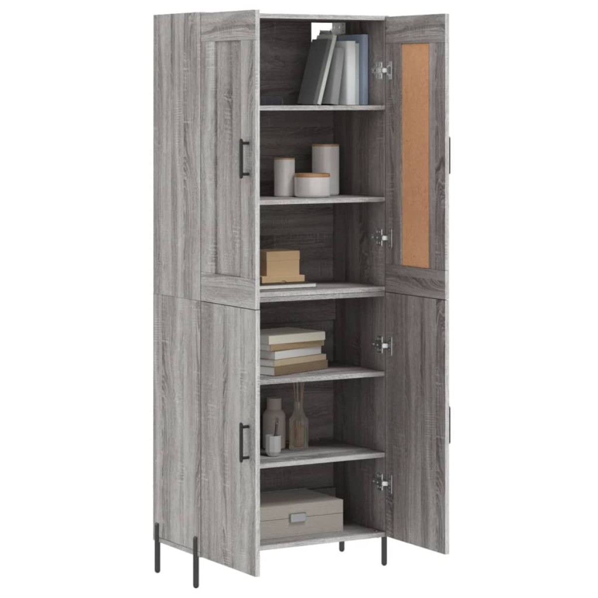 vidaXL Ντουλάπι Γκρι Sonoma 69,5 x 34 x 180 εκ. Επεξεργασμένο Ξύλο