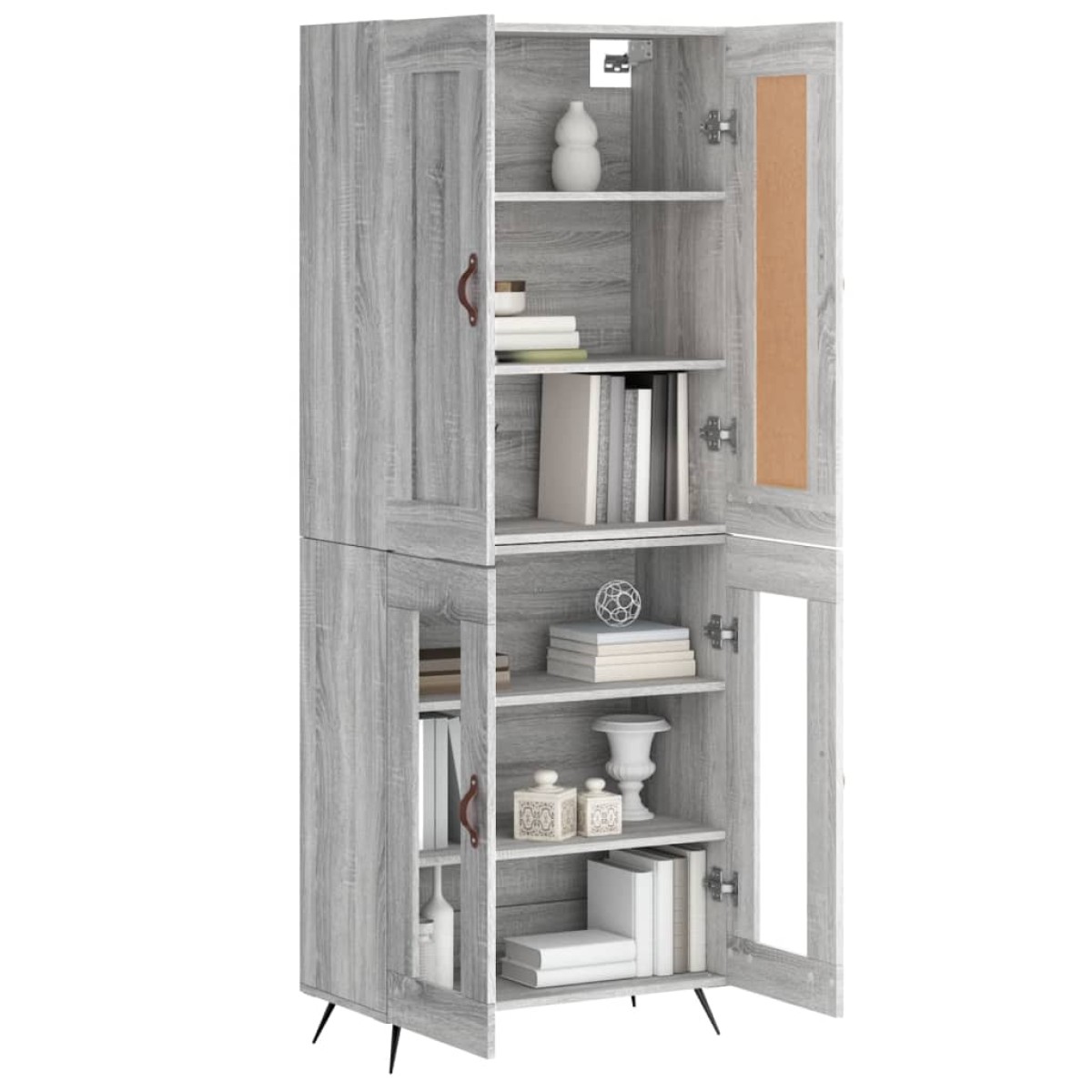 vidaXL Ντουλάπι Γκρι Sonoma 69,5 x 34 x 180 εκ. Επεξεργασμένο Ξύλο