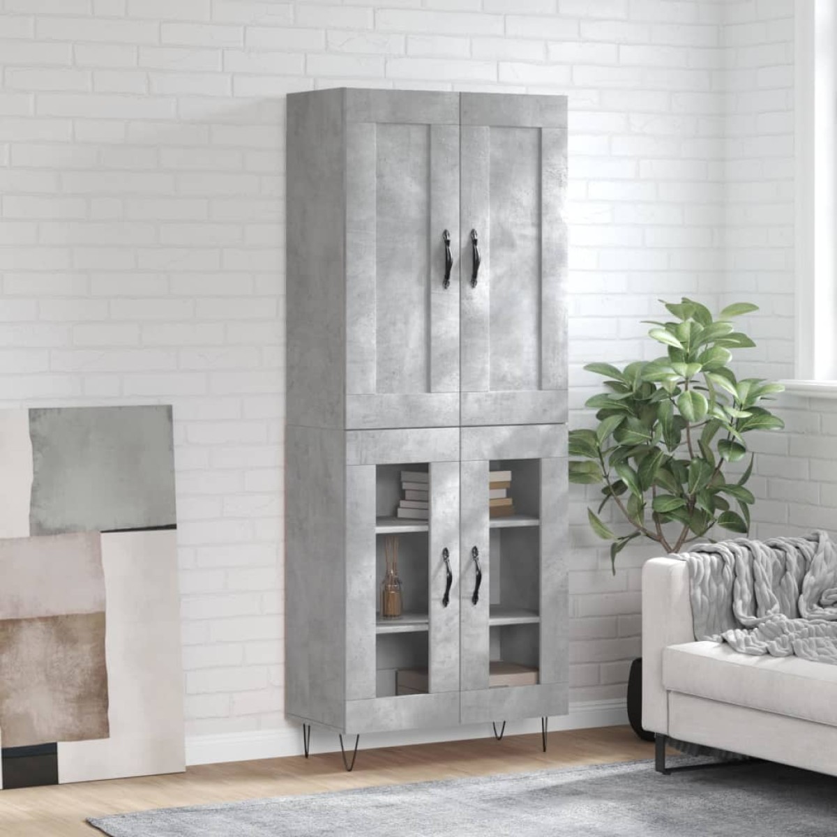 vidaXL Ντουλάπι Γκρι Σκυροδέματος 69,5x34x180 εκ. Επεξεργασμένο Ξύλο