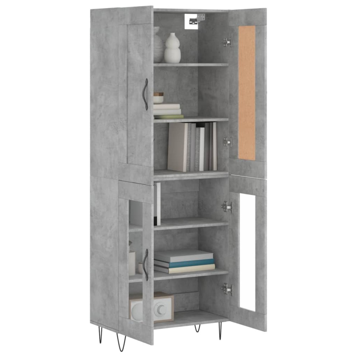 vidaXL Ντουλάπι Γκρι Σκυροδέματος 69,5x34x180 εκ. Επεξεργασμένο Ξύλο