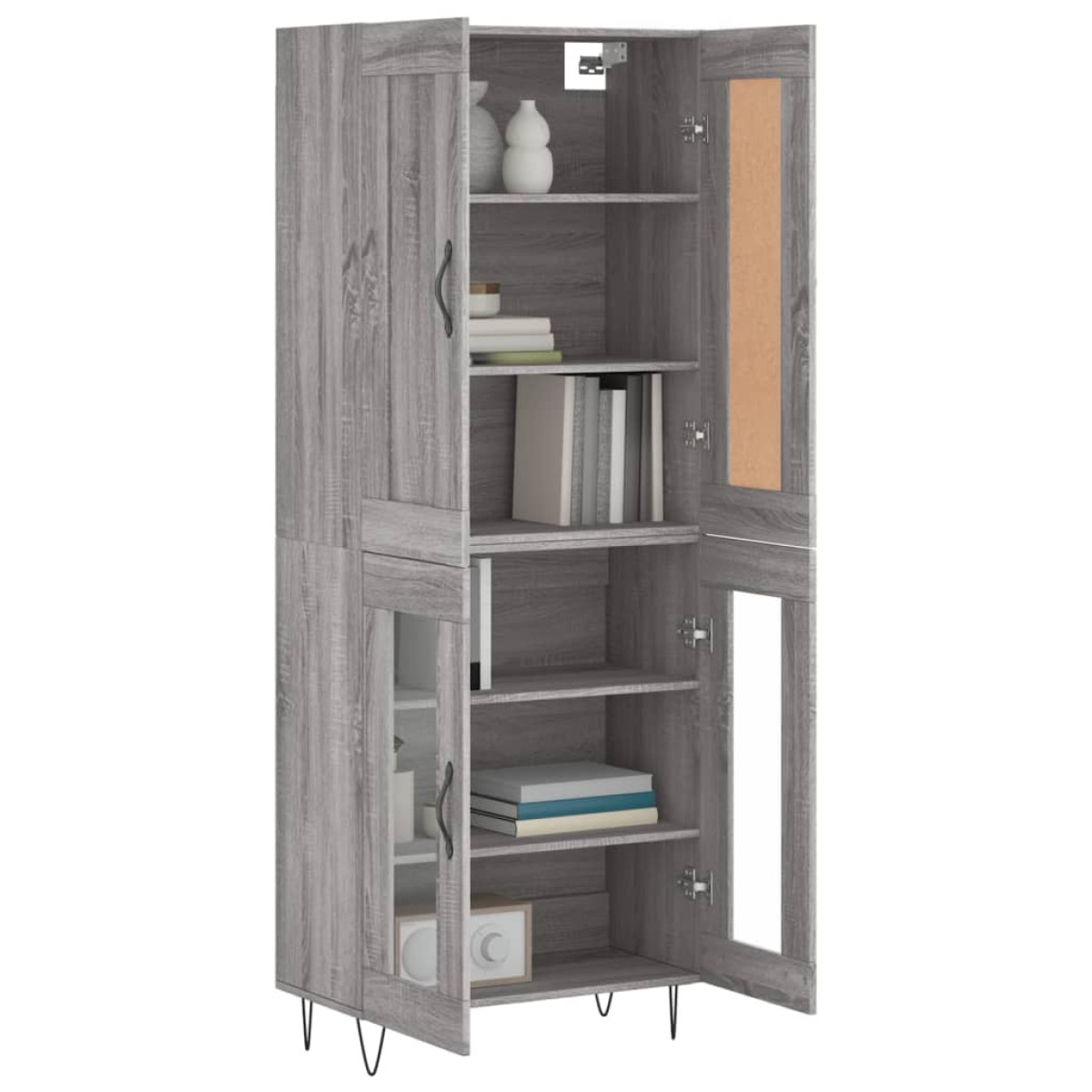 vidaXL Ντουλάπι Γκρι Sonoma 69,5 x 34 x 180 εκ. Επεξεργασμένο Ξύλο