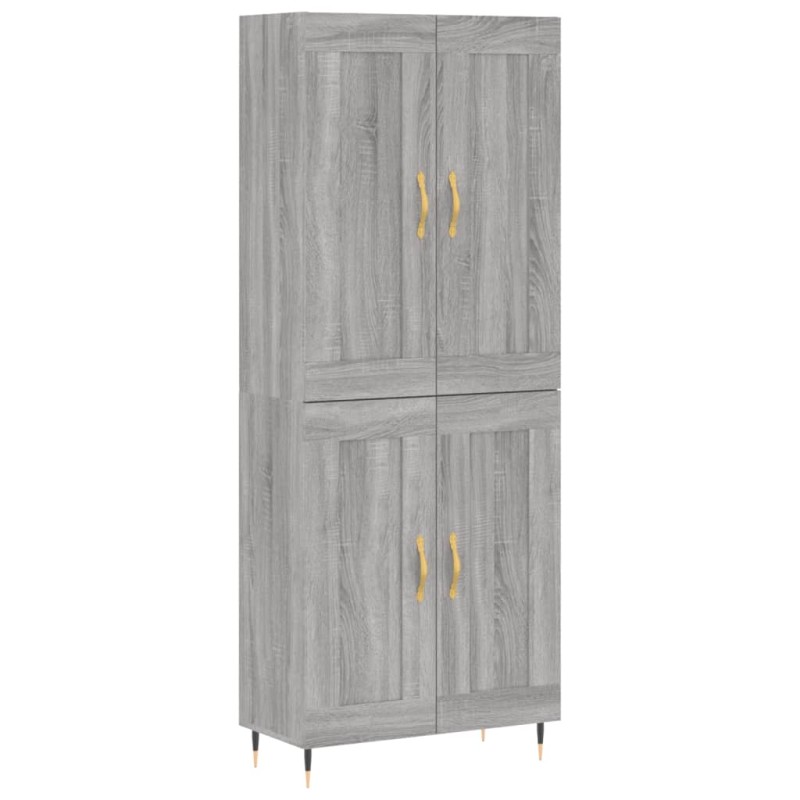 vidaXL Ντουλάπι Γκρι Sonoma 69,5 x 34 x 180 εκ. Επεξεργασμένο Ξύλο