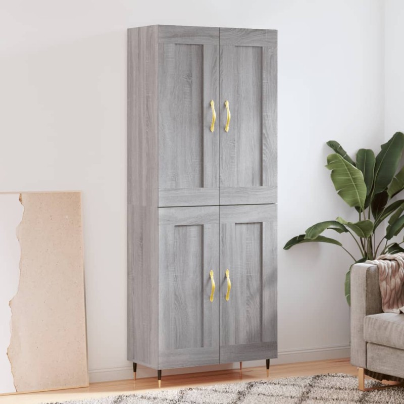 vidaXL Ντουλάπι Γκρι Sonoma 69,5 x 34 x 180 εκ. Επεξεργασμένο Ξύλο