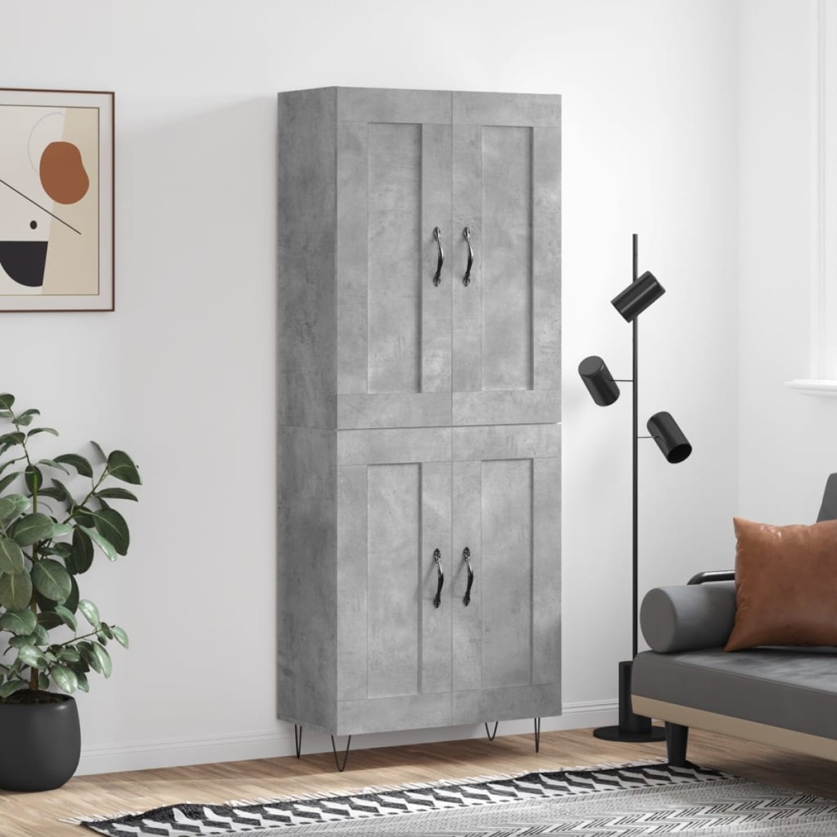 vidaXL Ντουλάπι Γκρι Σκυροδέματος 69,5x34x180 εκ. Επεξεργασμένο Ξύλο