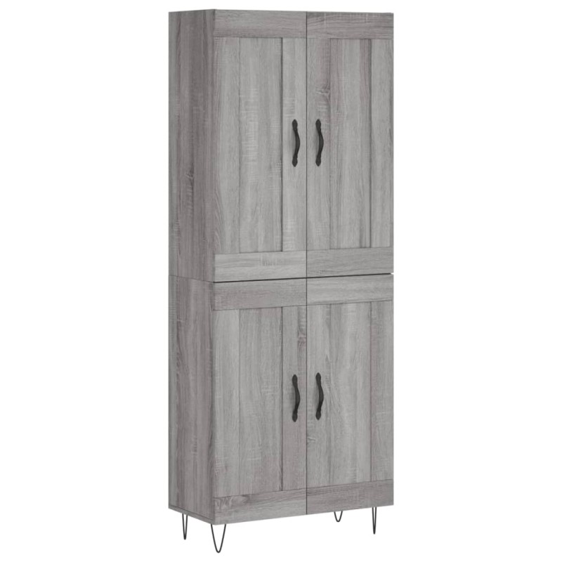 vidaXL Ντουλάπι Γκρι Sonoma 69,5 x 34 x 180 εκ. Επεξεργασμένο Ξύλο