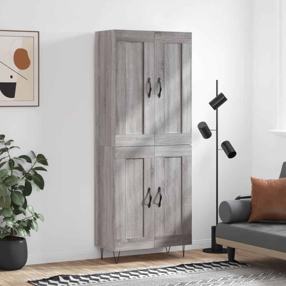 vidaXL Ντουλάπι Γκρι Sonoma 69,5 x 34 x 180 εκ. Επεξεργασμένο Ξύλο
