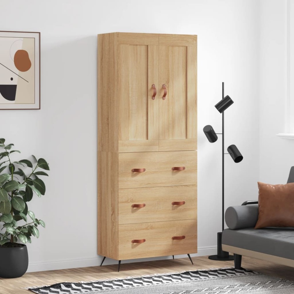 vidaXL Ντουλάπι Sonoma δρυς 69,5 x 34 x 180 εκ. από Επεξεργασμένο Ξύλο