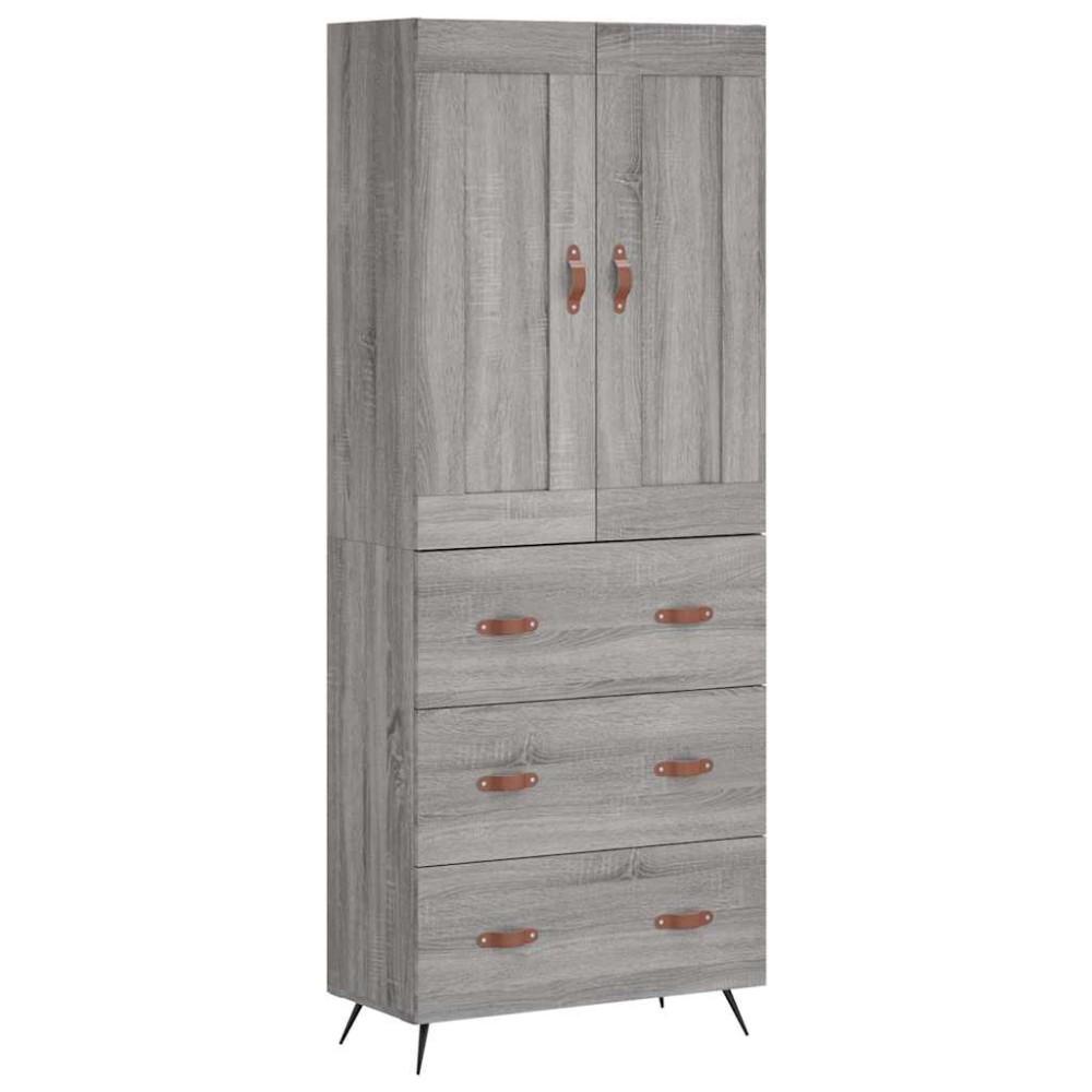 vidaXL Ντουλάπι Γκρι Sonoma 69,5 x 34 x 180 εκ. Επεξεργασμένο Ξύλο