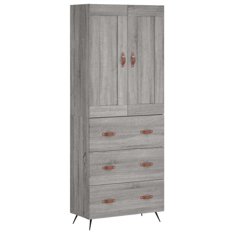 vidaXL Ντουλάπι Γκρι Sonoma 69,5 x 34 x 180 εκ. Επεξεργασμένο Ξύλο