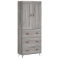 vidaXL Ντουλάπι Γκρι Sonoma 69,5 x 34 x 180 εκ. Επεξεργασμένο Ξύλο