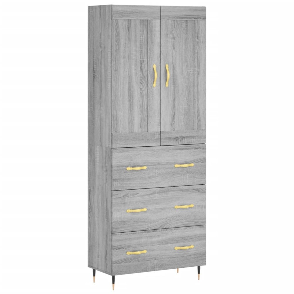 vidaXL Ντουλάπι Γκρι Sonoma 69,5 x 34 x 180 εκ. Επεξεργασμένο Ξύλο