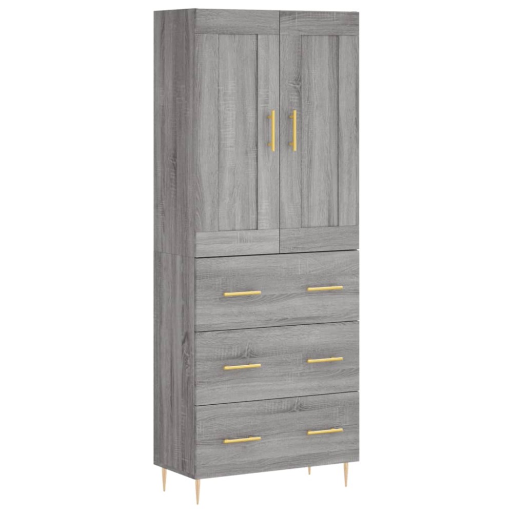 vidaXL Ντουλάπι Γκρι Sonoma 69,5 x 34 x 180 εκ. Επεξεργασμένο Ξύλο