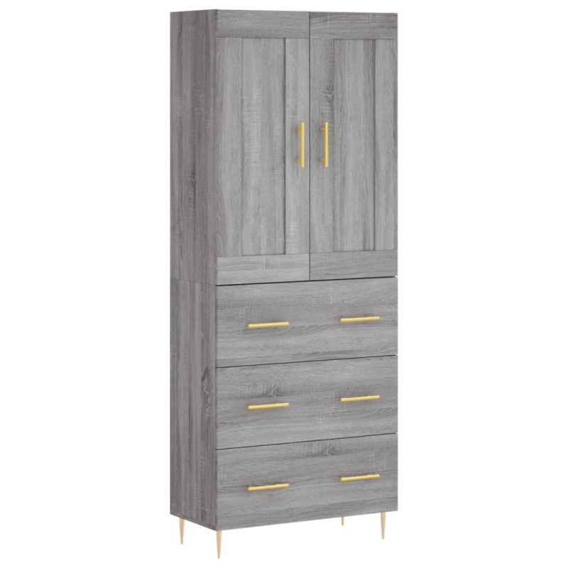 vidaXL Ντουλάπι Γκρι Sonoma 69,5 x 34 x 180 εκ. Επεξεργασμένο Ξύλο