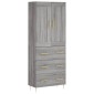 vidaXL Ντουλάπι Γκρι Sonoma 69,5 x 34 x 180 εκ. Επεξεργασμένο Ξύλο
