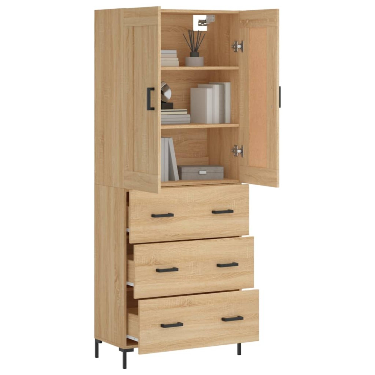 vidaXL Ντουλάπι Sonoma δρυς 69,5 x 34 x 180 εκ. από Επεξεργασμένο Ξύλο