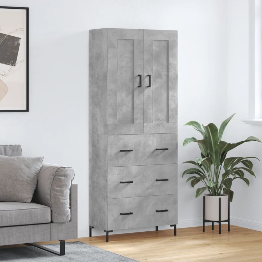 vidaXL Ντουλάπι Γκρι Σκυροδέματος 69,5x34x180 εκ. Επεξεργασμένο Ξύλο