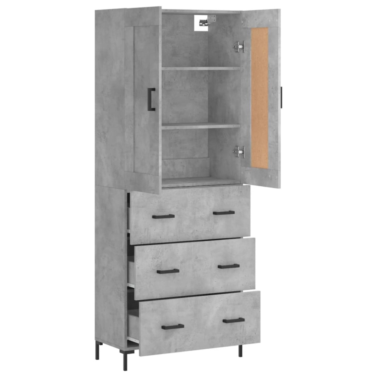vidaXL Ντουλάπι Γκρι Σκυροδέματος 69,5x34x180 εκ. Επεξεργασμένο Ξύλο