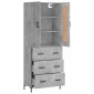 vidaXL Ντουλάπι Γκρι Σκυροδέματος 69,5x34x180 εκ. Επεξεργασμένο Ξύλο
