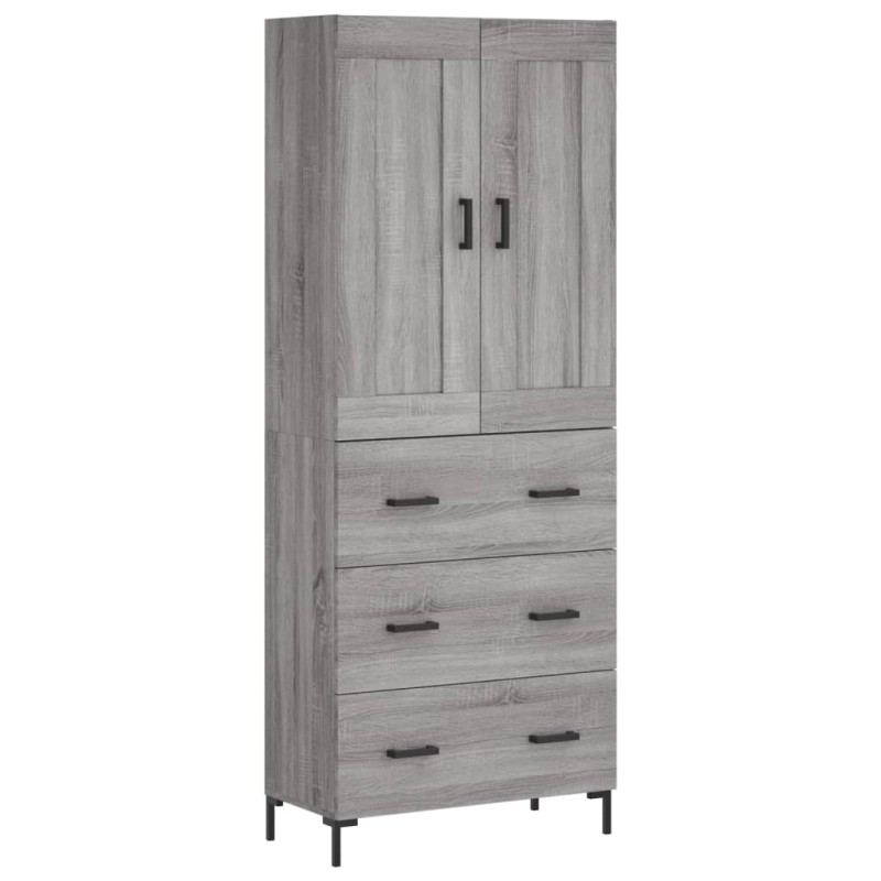 vidaXL Ντουλάπι Γκρι Sonoma 69,5 x 34 x 180 εκ. Επεξεργασμένο Ξύλο