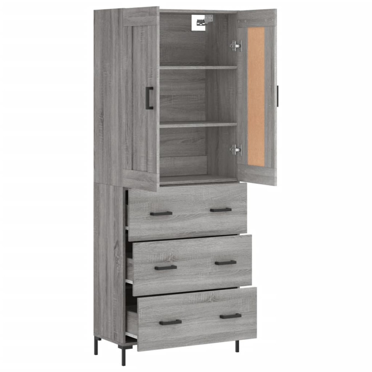 vidaXL Ντουλάπι Γκρι Sonoma 69,5 x 34 x 180 εκ. Επεξεργασμένο Ξύλο