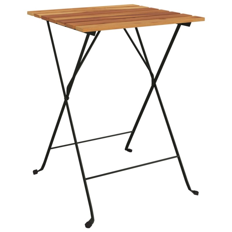 vidaXL Τραπέζι Bistro Πτυσσόμ. 55x54x71 εκ. Μασίφ Ξύλο Teak & Ατσάλι