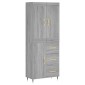 vidaXL Ντουλάπι Γκρι Sonoma 69,5 x 34 x 180 εκ. Επεξεργασμένο Ξύλο