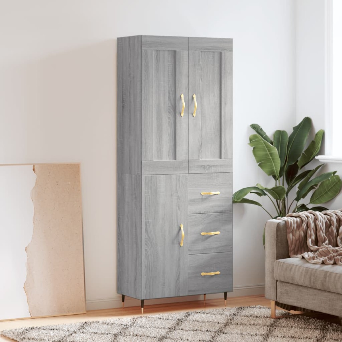 vidaXL Ντουλάπι Γκρι Sonoma 69,5 x 34 x 180 εκ. Επεξεργασμένο Ξύλο