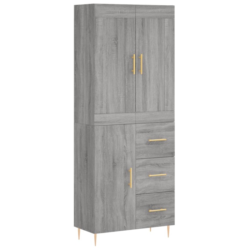 vidaXL Ντουλάπι Γκρι Sonoma 69,5 x 34 x 180 εκ. Επεξεργασμένο Ξύλο