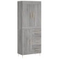 vidaXL Ντουλάπι Γκρι Sonoma 69,5 x 34 x 180 εκ. Επεξεργασμένο Ξύλο