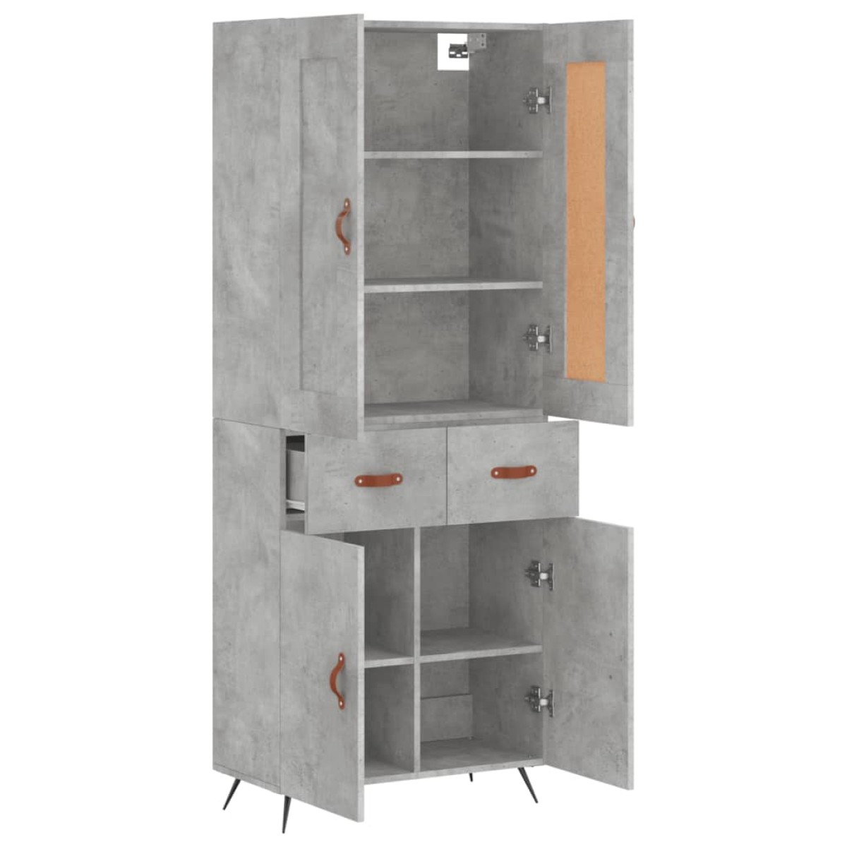 vidaXL Ντουλάπι Γκρι Σκυροδέματος 69,5x34x180 εκ. Επεξεργασμένο Ξύλο