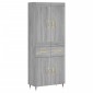 vidaXL Ντουλάπι Γκρι Sonoma 69,5 x 34 x 180 εκ. Επεξεργασμένο Ξύλο