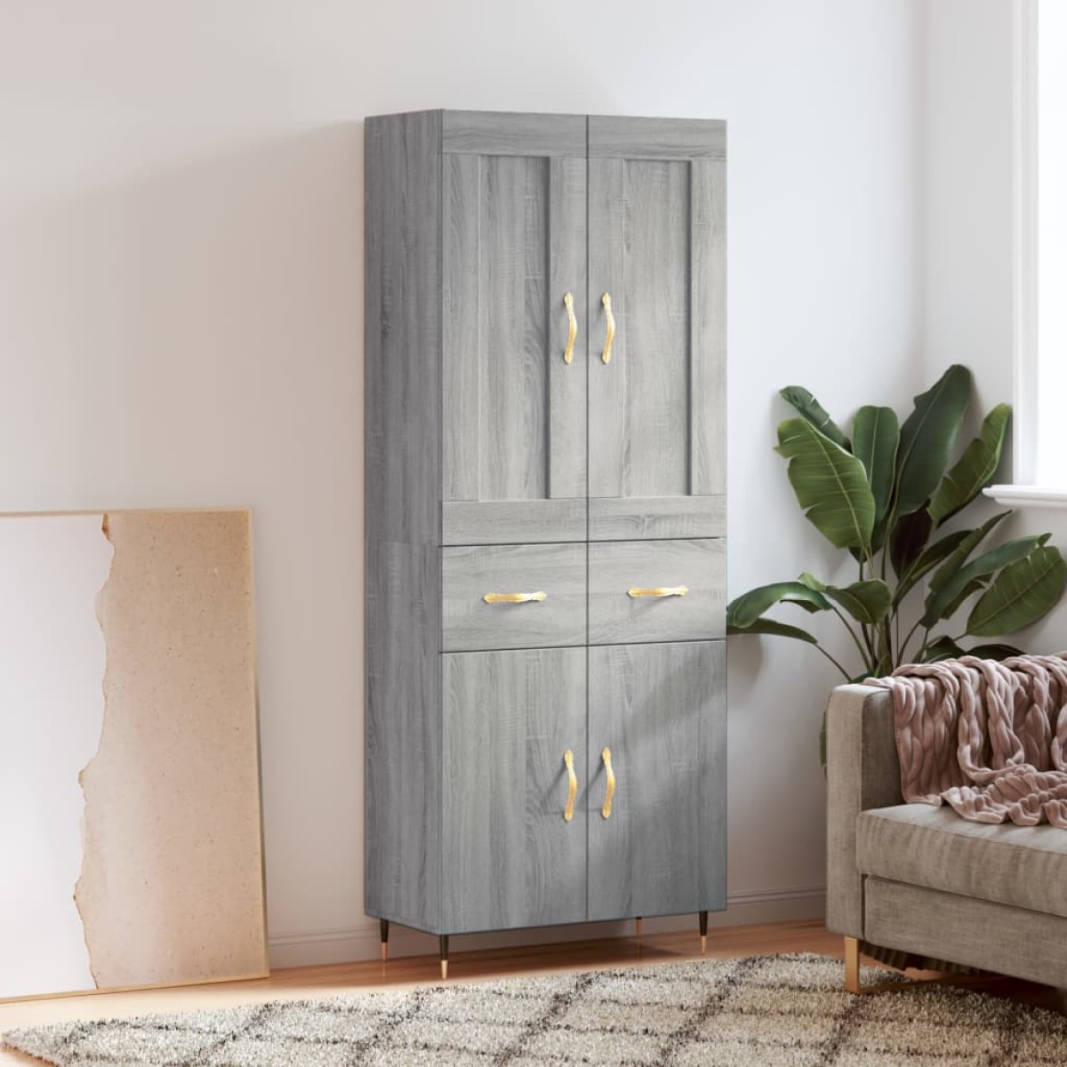 vidaXL Ντουλάπι Γκρι Sonoma 69,5 x 34 x 180 εκ. Επεξεργασμένο Ξύλο