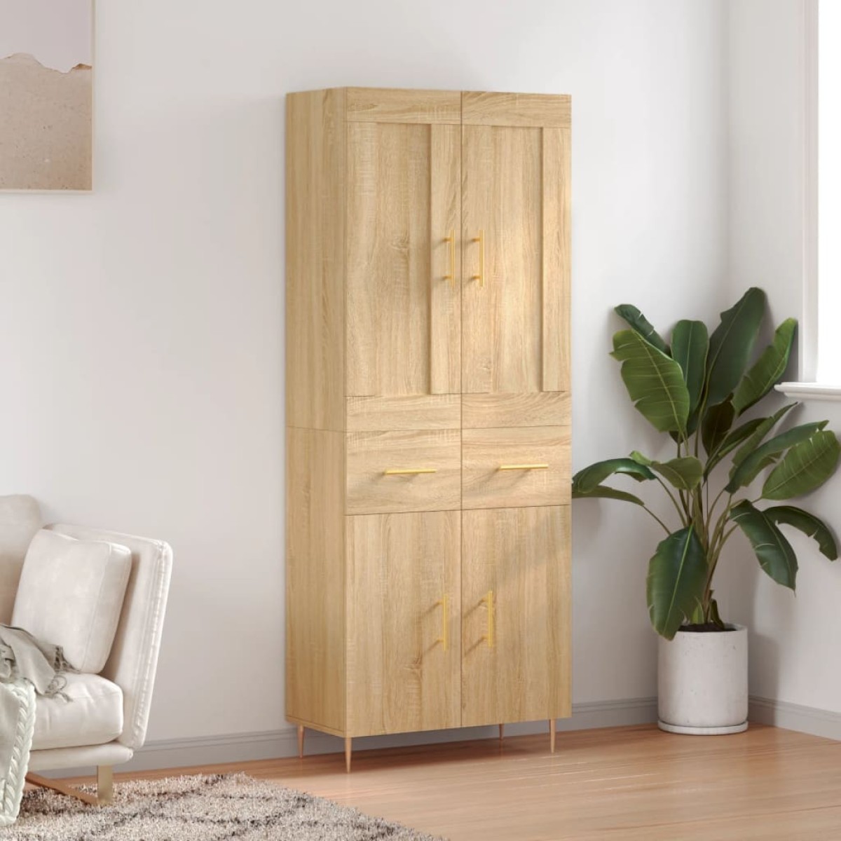 vidaXL Ντουλάπι Sonoma δρυς 69,5 x 34 x 180 εκ. από Επεξεργασμένο Ξύλο