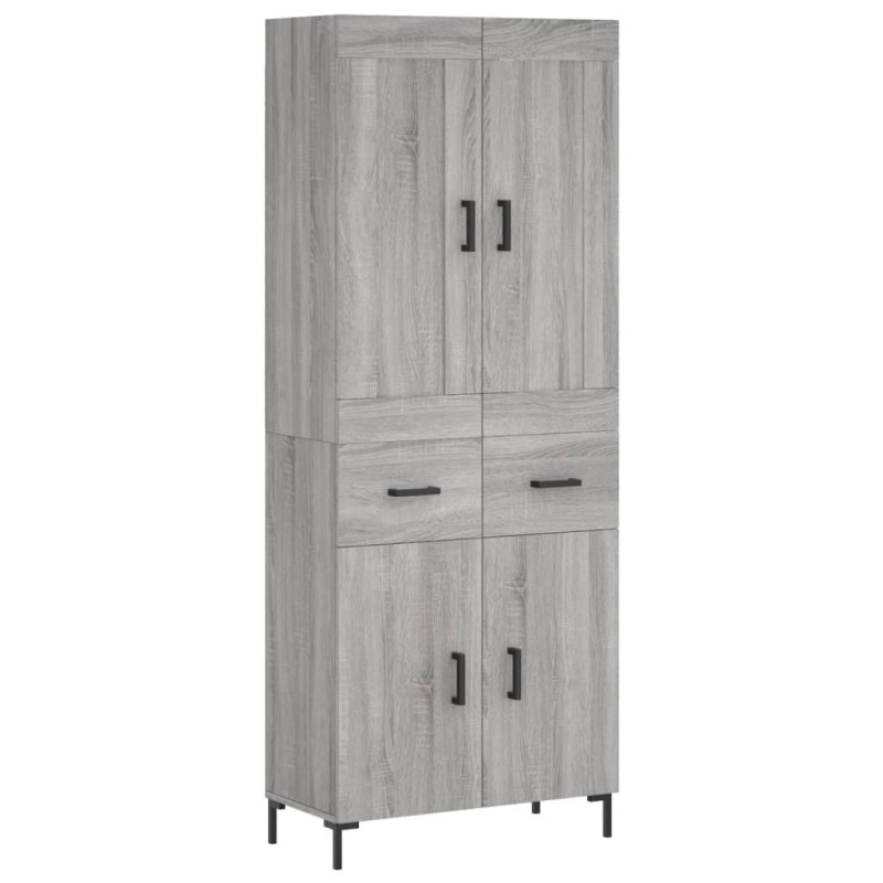 vidaXL Ντουλάπι Γκρι Sonoma 69,5 x 34 x 180 εκ. Επεξεργασμένο Ξύλο