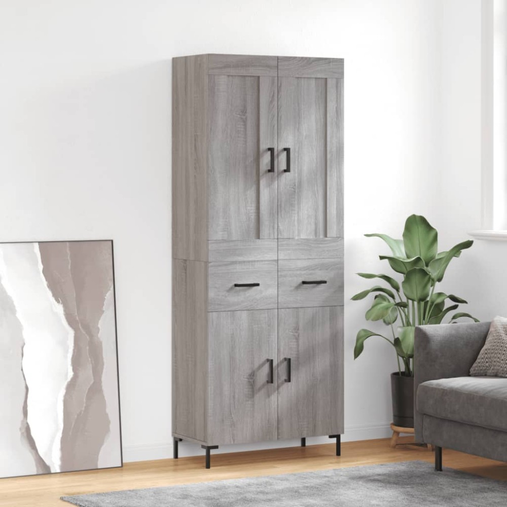 vidaXL Ντουλάπι Γκρι Sonoma 69,5 x 34 x 180 εκ. Επεξεργασμένο Ξύλο