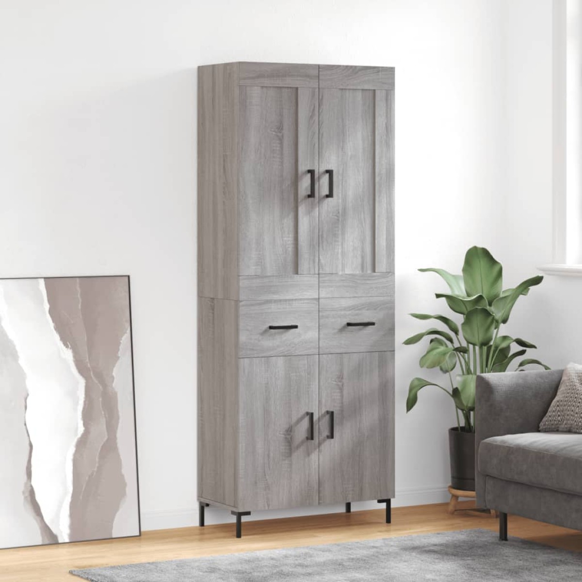 vidaXL Ντουλάπι Γκρι Sonoma 69,5 x 34 x 180 εκ. Επεξεργασμένο Ξύλο