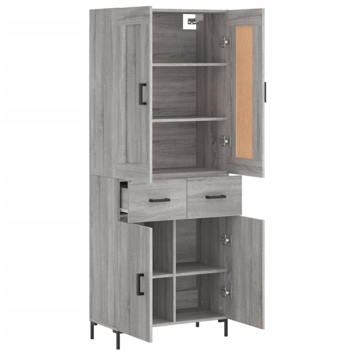 vidaXL Ντουλάπι Γκρι Sonoma 69,5 x 34 x 180 εκ. Επεξεργασμένο Ξύλο