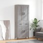vidaXL Ντουλάπι Γκρι Sonoma 69,5 x 34 x 180 εκ. Επεξεργασμένο Ξύλο