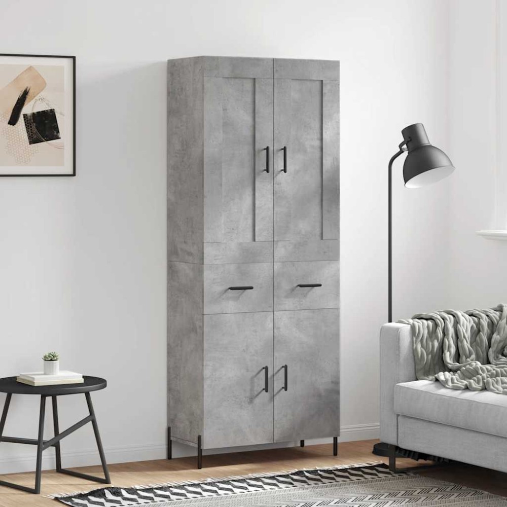 vidaXL Ντουλάπι Γκρι Σκυροδέματος 69,5x34x180 εκ. Επεξεργασμένο Ξύλο