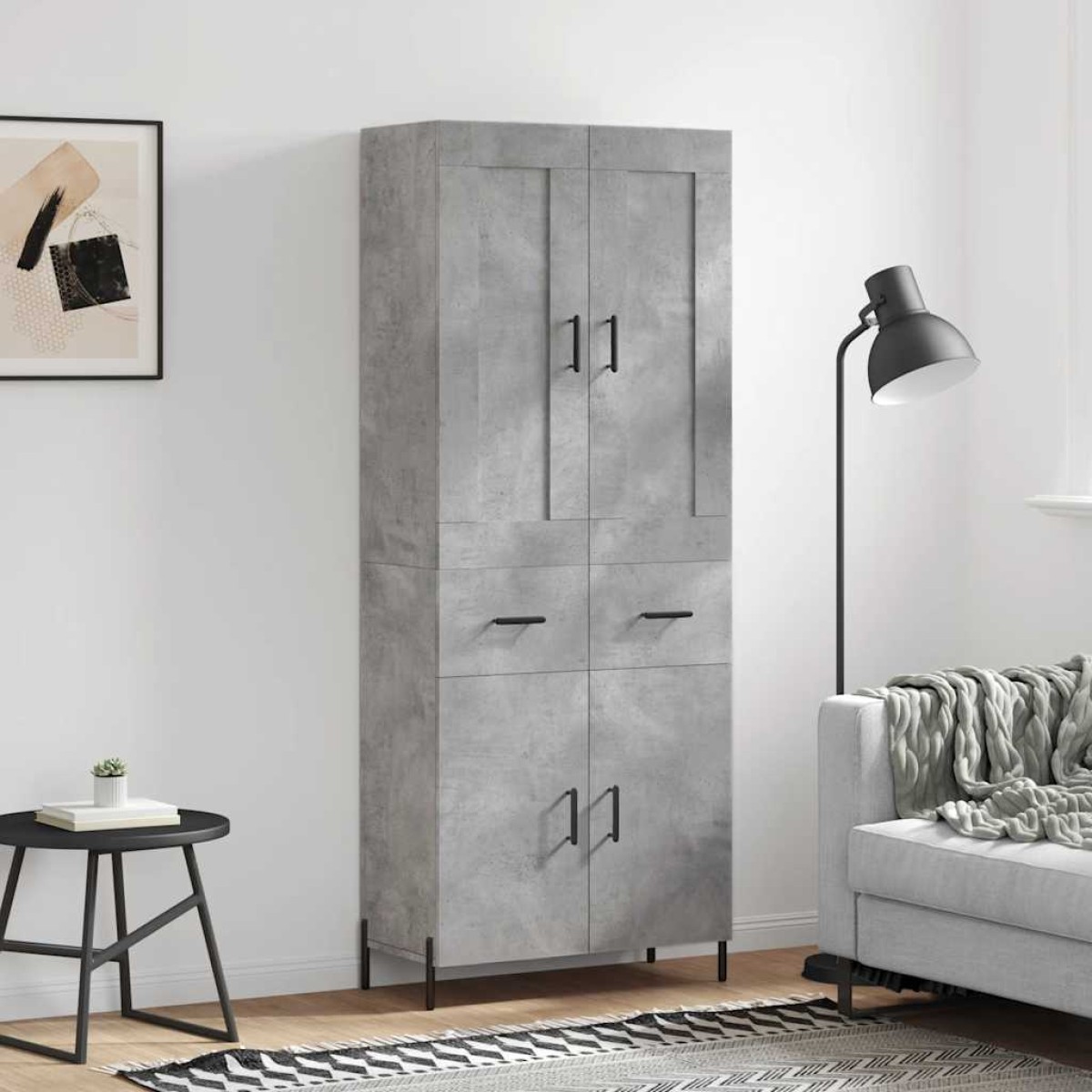 vidaXL Ντουλάπι Γκρι Σκυροδέματος 69,5x34x180 εκ. Επεξεργασμένο Ξύλο