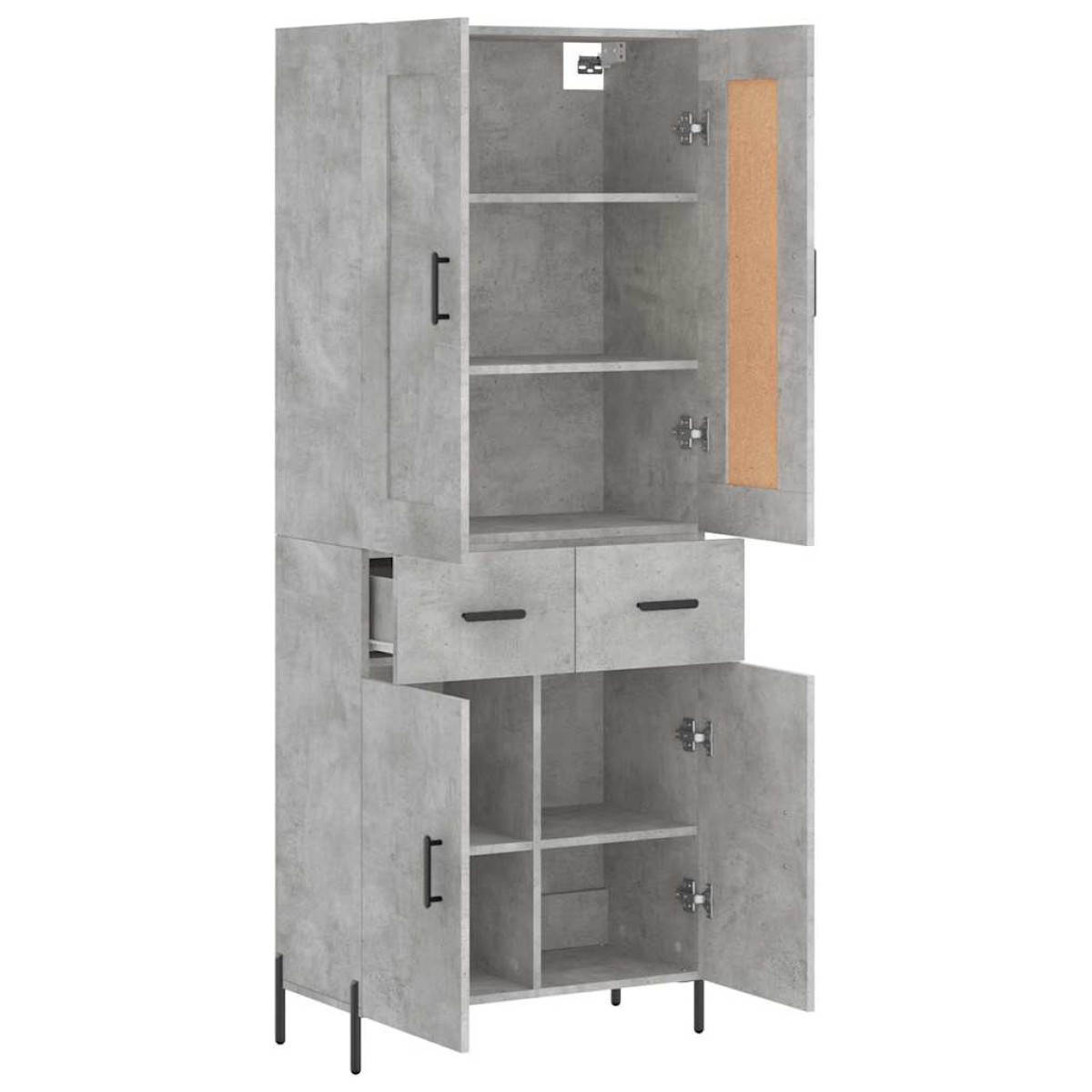 vidaXL Ντουλάπι Γκρι Σκυροδέματος 69,5x34x180 εκ. Επεξεργασμένο Ξύλο