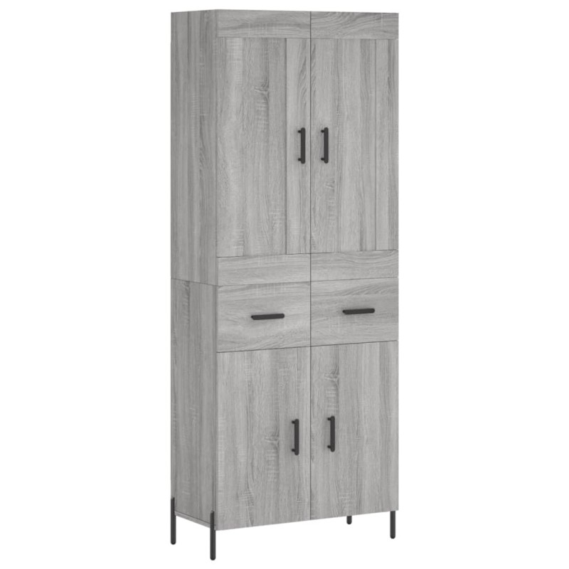 vidaXL Ντουλάπι Γκρι Sonoma 69,5 x 34 x 180 εκ. Επεξεργασμένο Ξύλο