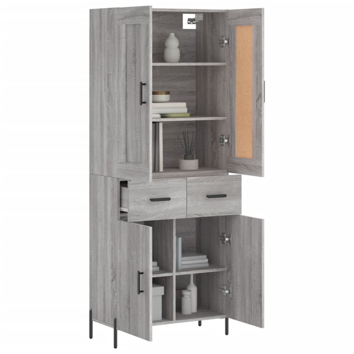 vidaXL Ντουλάπι Γκρι Sonoma 69,5 x 34 x 180 εκ. Επεξεργασμένο Ξύλο